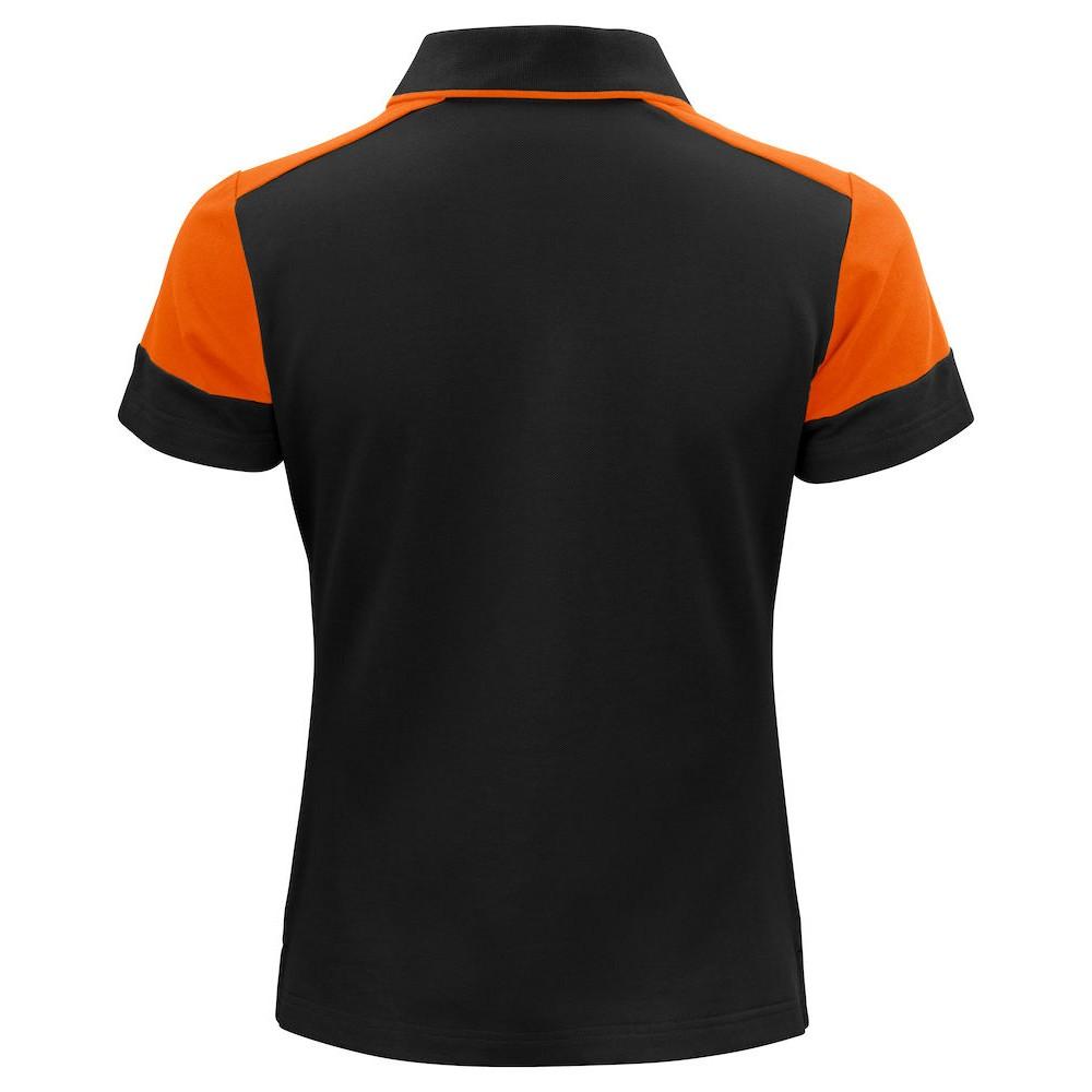 Black-Orange - Back - Printer PRIME Womens-Ladies Polo Shirt
