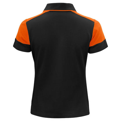 Black-Orange - Back - Printer PRIME Womens-Ladies Polo Shirt