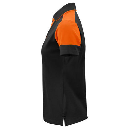 Black-Orange - Side - Printer PRIME Womens-Ladies Polo Shirt