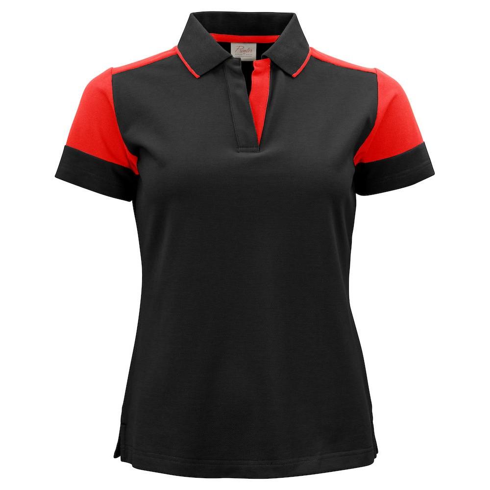Black-Red - Front - Printer PRIME Womens-Ladies Polo Shirt