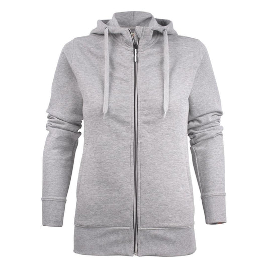Grey Melange - Front - Printer Womens-Ladies Overhead Melange Full Zip Hoodie