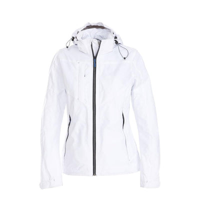 White - Front - Printer Womens-Ladies Water Repellent Jacket