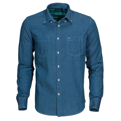 Black Denim - Front - James Harvest Mens Jupiter Denim Look Shirt
