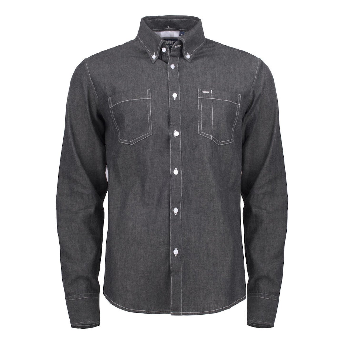 Black Denim - Back - James Harvest Mens Jupiter Denim Look Shirt