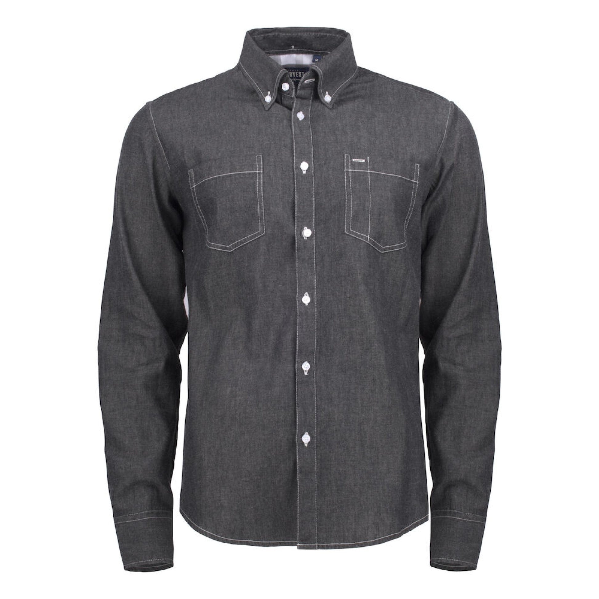 Black Denim - Back - James Harvest Mens Jupiter Denim Look Shirt
