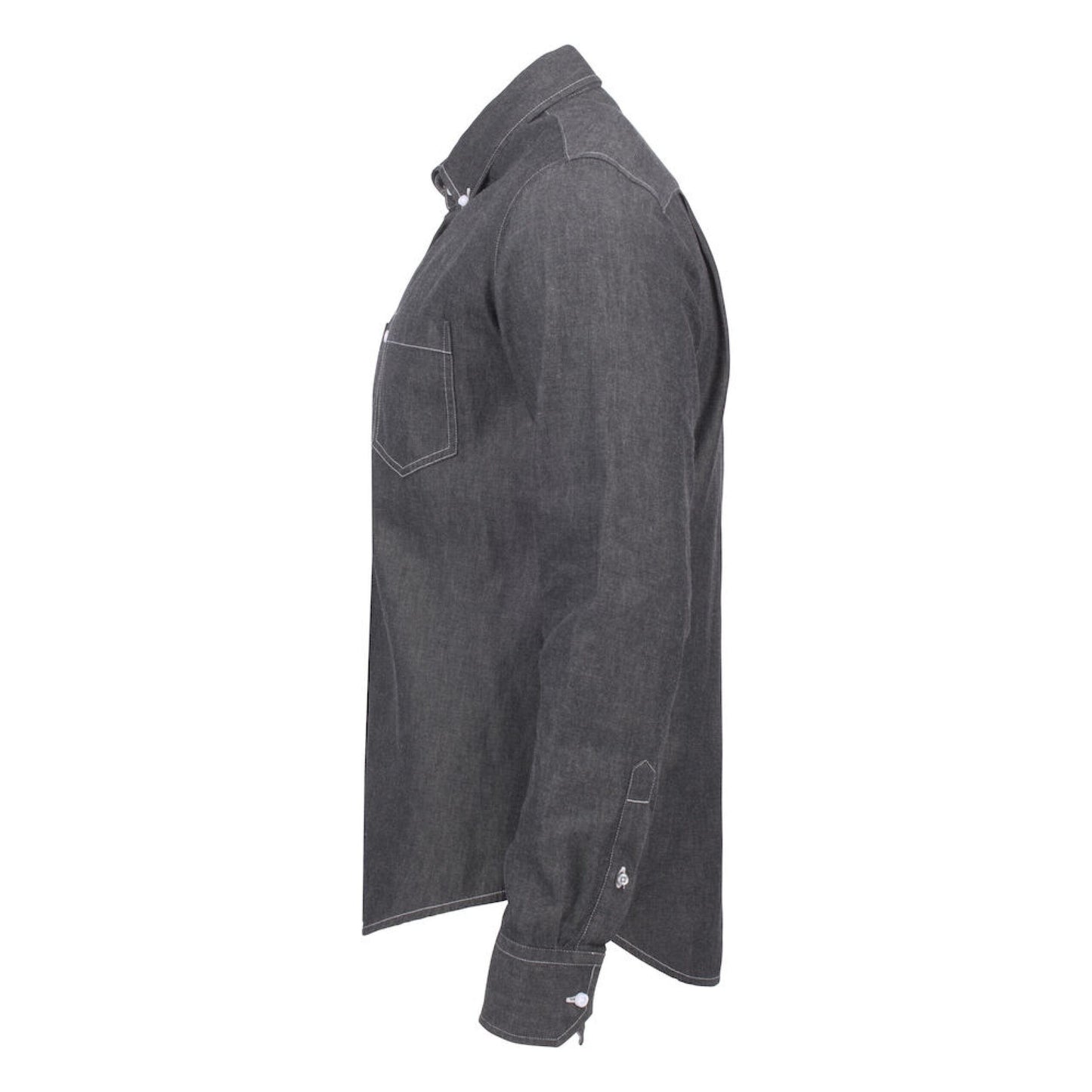 Black Denim - Side - James Harvest Mens Jupiter Denim Look Shirt