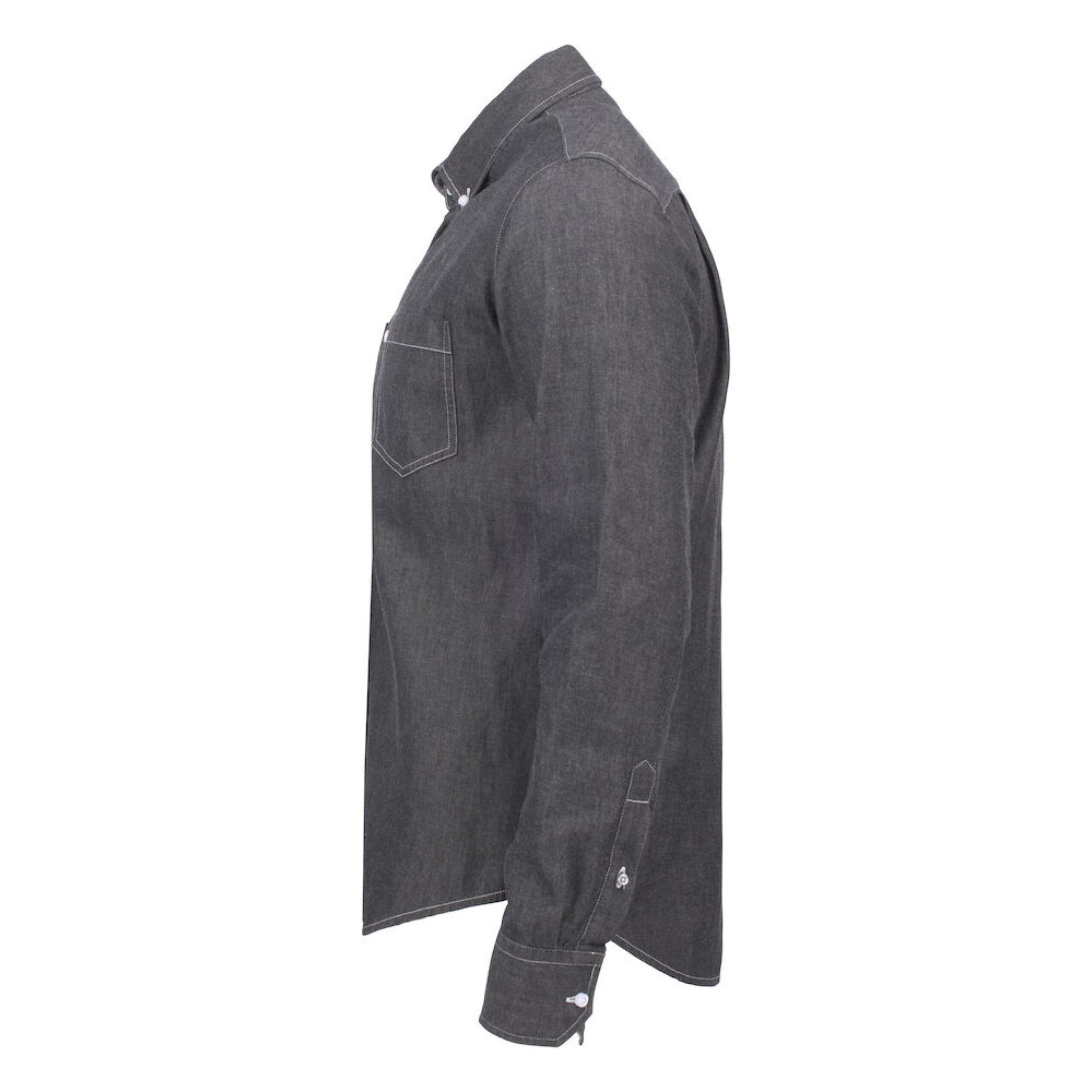Black Denim - Side - James Harvest Mens Jupiter Denim Look Shirt