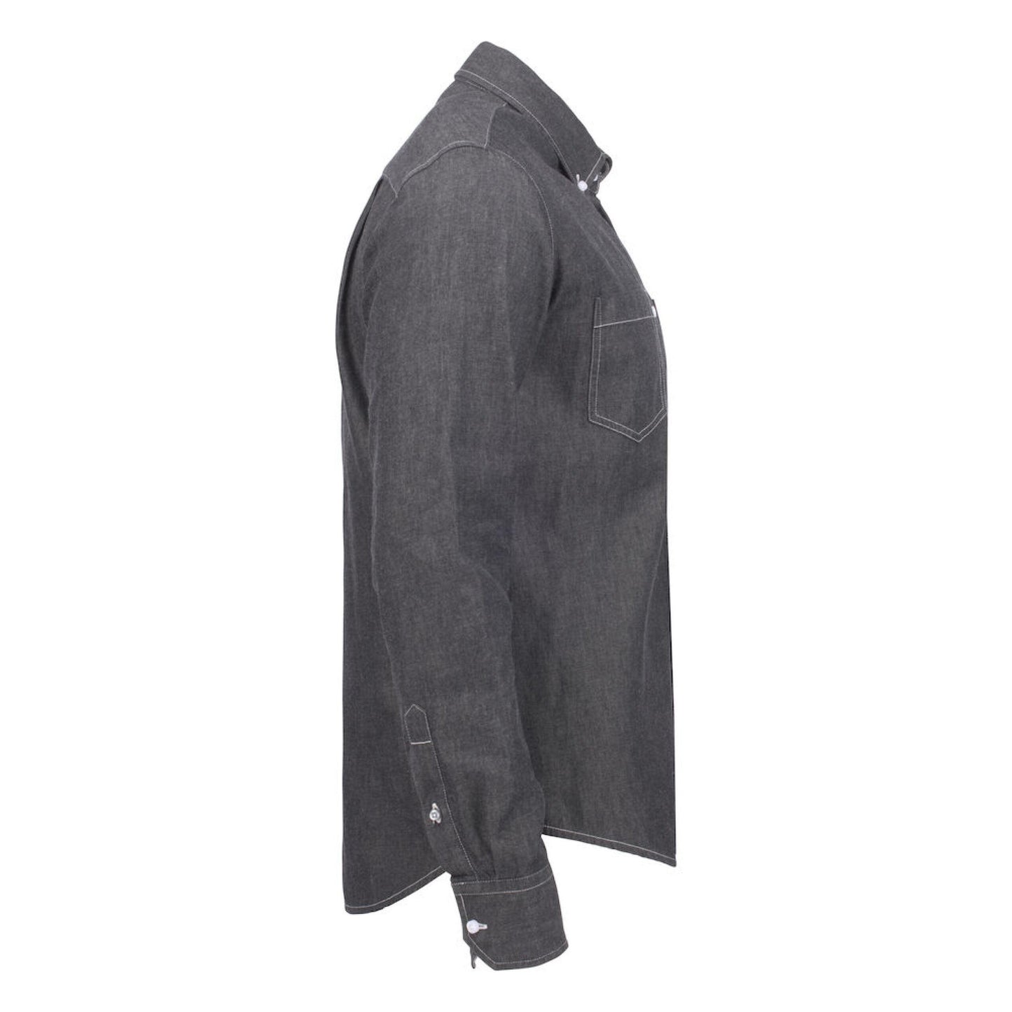 Black Denim - Lifestyle - James Harvest Mens Jupiter Denim Look Shirt