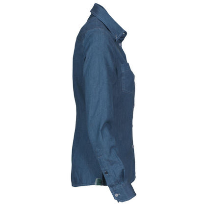Blue Denim - Back - James Harvest Womens-Ladies Jupiter Denim Look Shirt