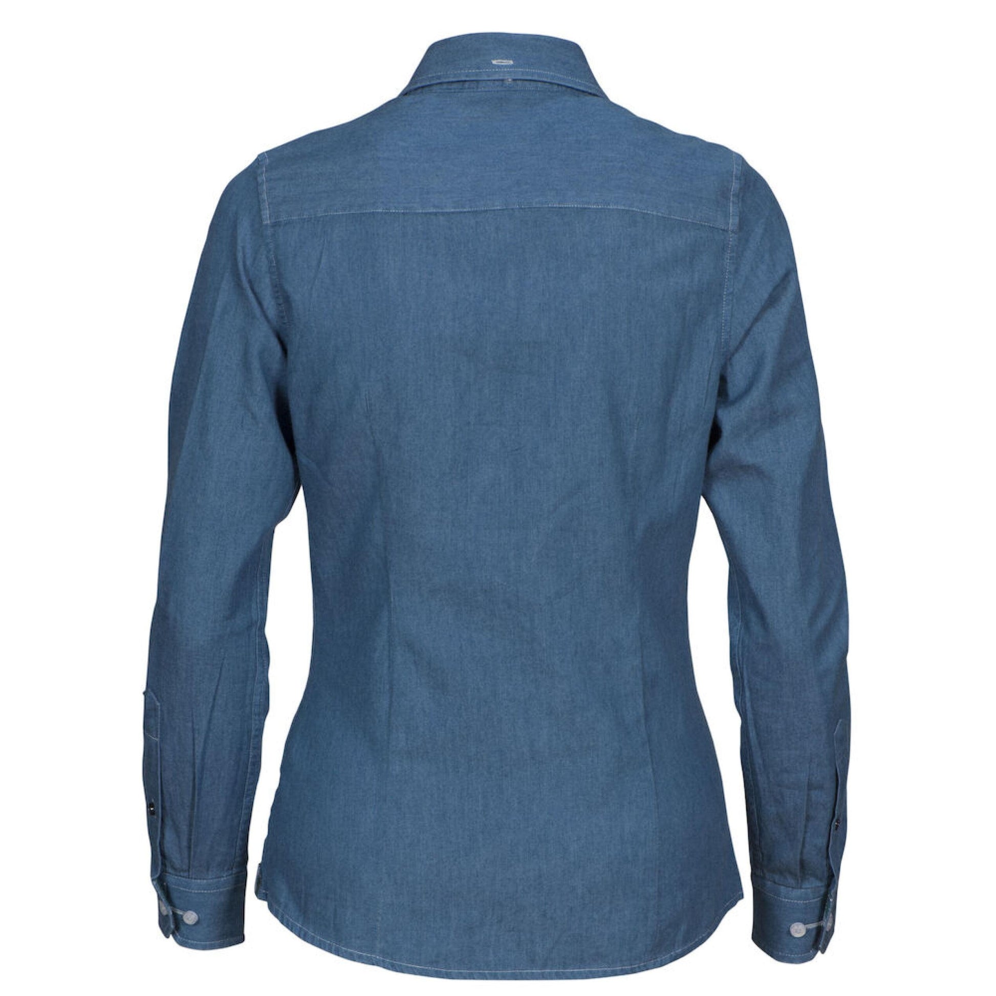 Blue Denim - Side - James Harvest Womens-Ladies Jupiter Denim Look Shirt