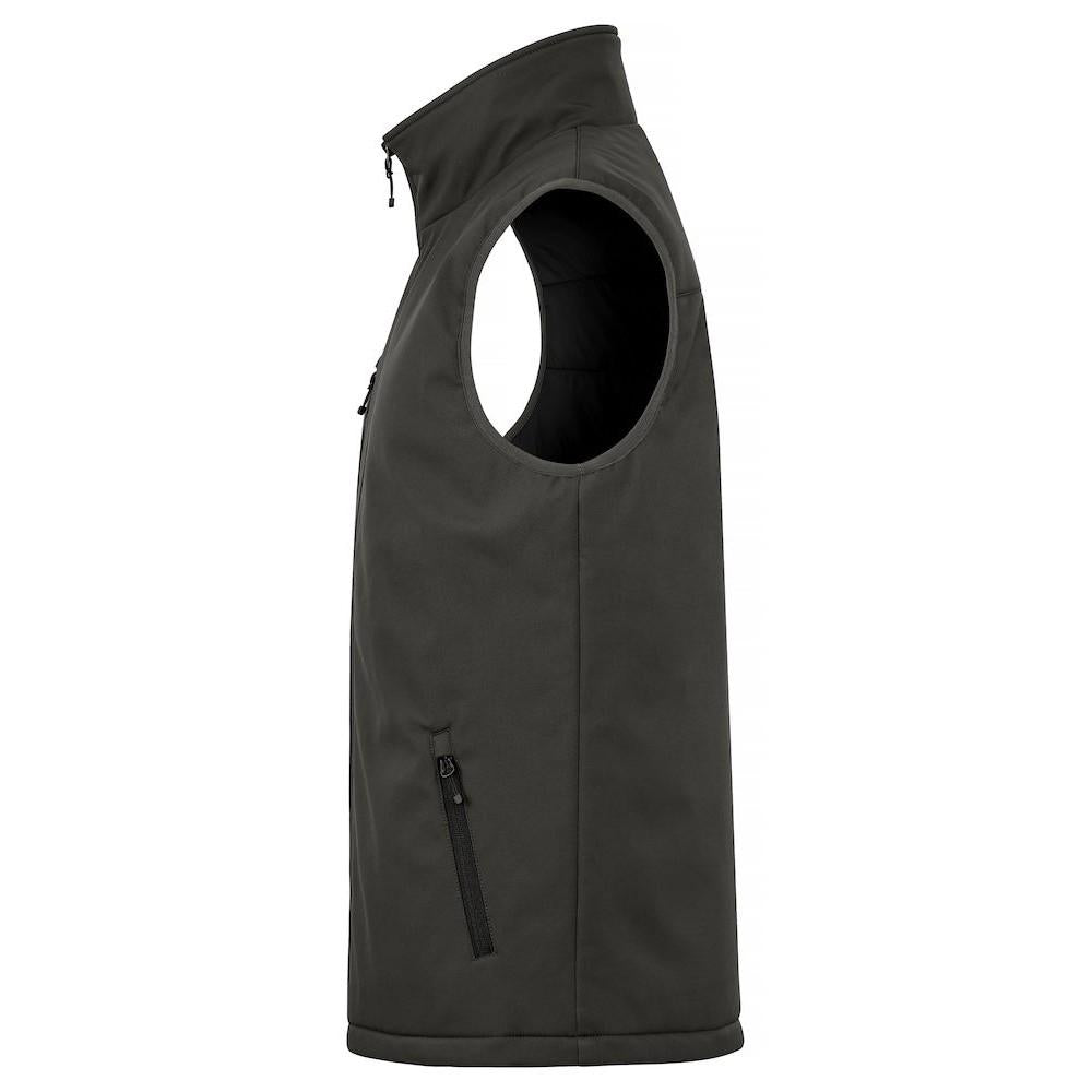 Dark Grey - Side - Clique Mens Softshell Padded Gilet