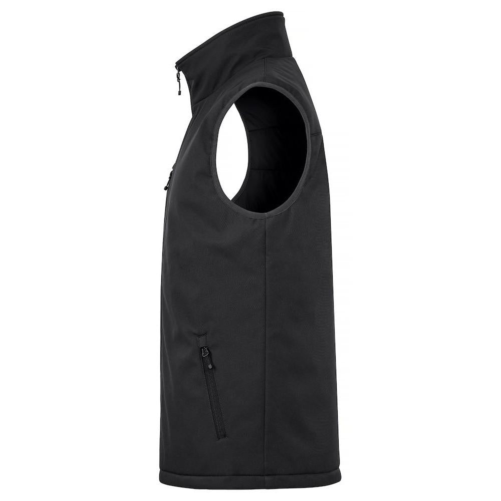 Black - Side - Clique Mens Softshell Padded Gilet