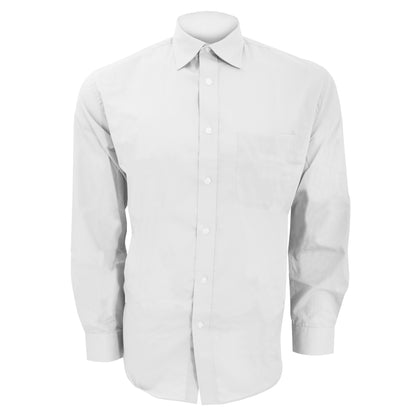White - Front - Kustom Kit Mens Long Sleeve Business Shirt