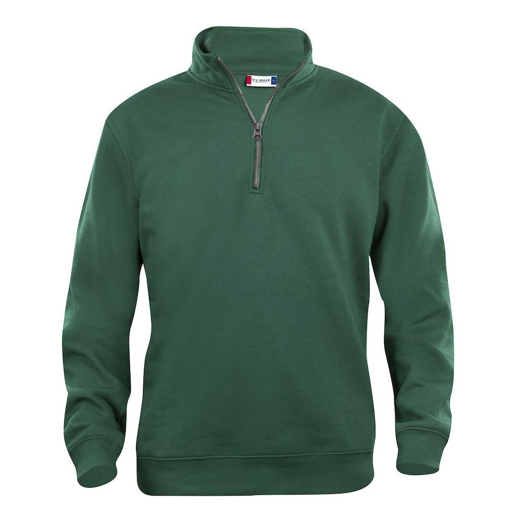 Bottle Green - Front - Clique Unisex Adult Basic Half Zip Sweatshirt