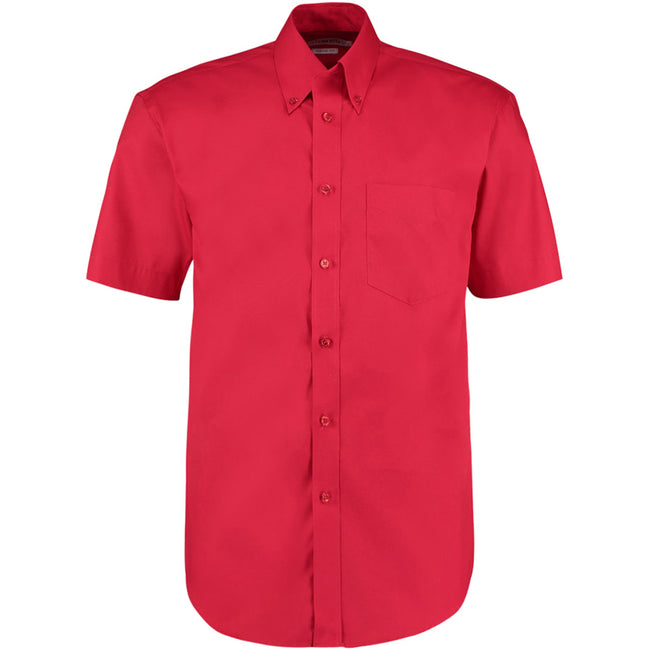 Red - Front - Kustom Kit Mens Short Sleeve Corporate Oxford Shirt