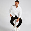 White - Back - Kustom Kit Mens Tailored Fit Long Sleeved Business Shirt