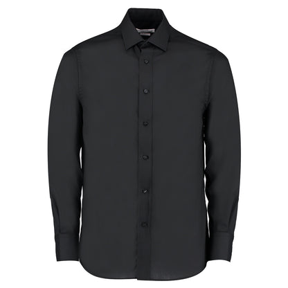 Black - Front - Kustom Kit Mens Tailored Fit Long Sleeved Business Shirt