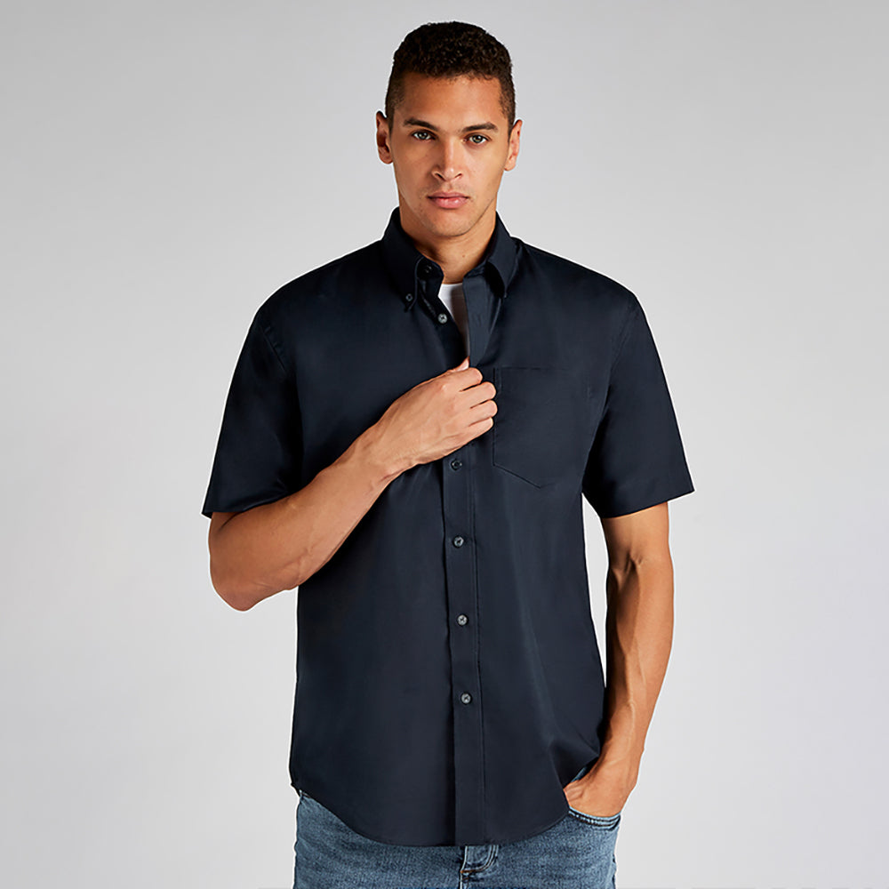 French Navy - Back - Kustom Kit Mens Workwear Oxford Short Sleeve Shirt