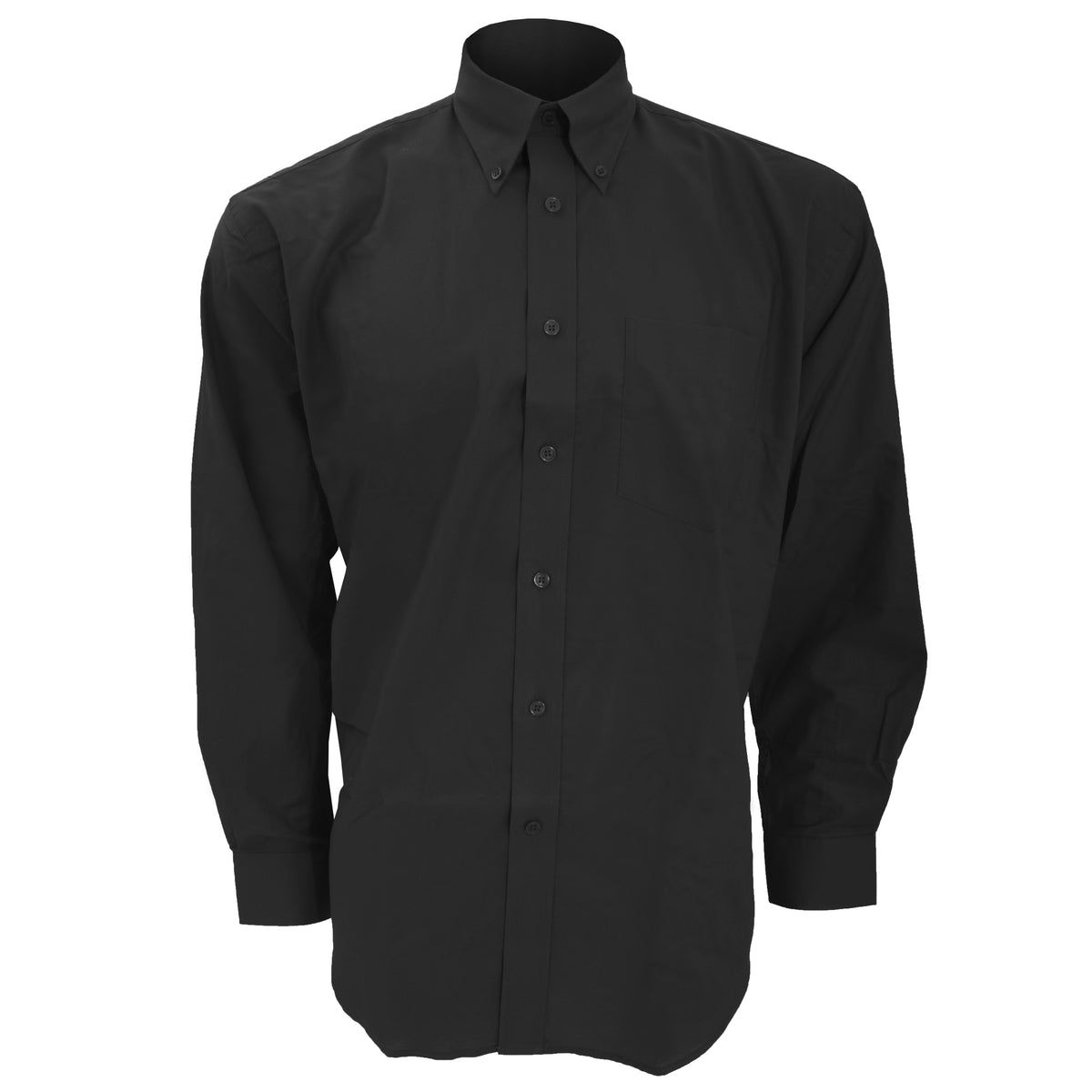 Black - Front - Kustom Kit Mens Workwear Oxford Long Sleeve Shirt