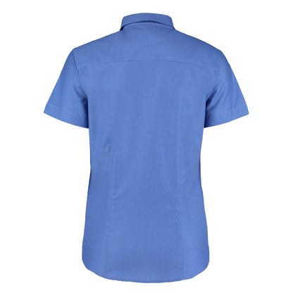 Italian Blue - Back - Kustom Kit Ladies Workwear Oxford Short Sleeve Shirt