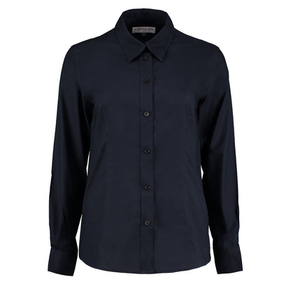White - Lifestyle - Kustom Kit Ladies Workwear Oxford Long Sleeve Shirt