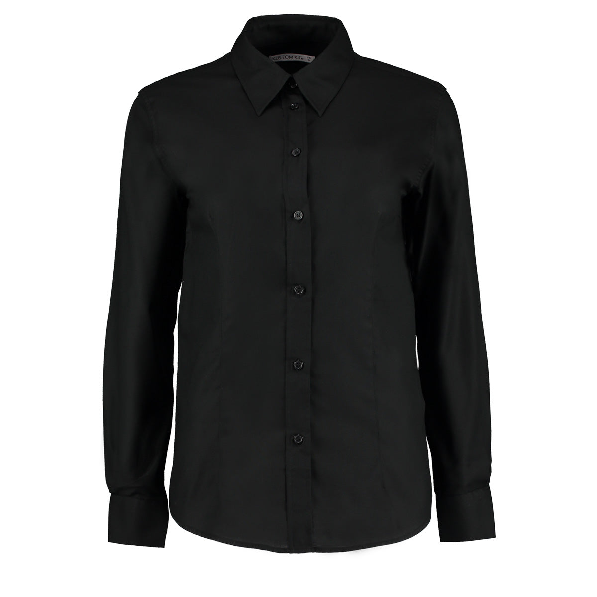 Black - Front - Kustom Kit Ladies Workwear Oxford Long Sleeve Shirt