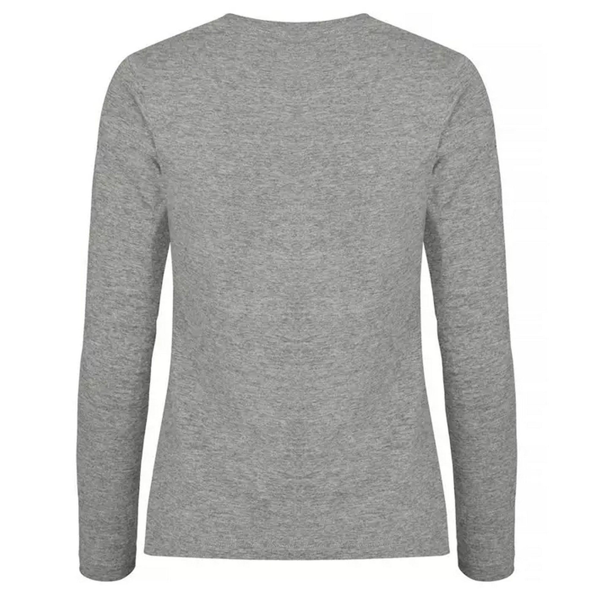 Grey Melange - Back - Clique Mens Basic Long-Sleeved T-Shirt