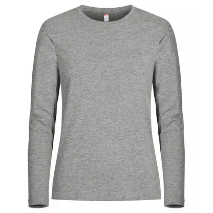 Grey Melange - Front - Clique Mens Basic Long-Sleeved T-Shirt