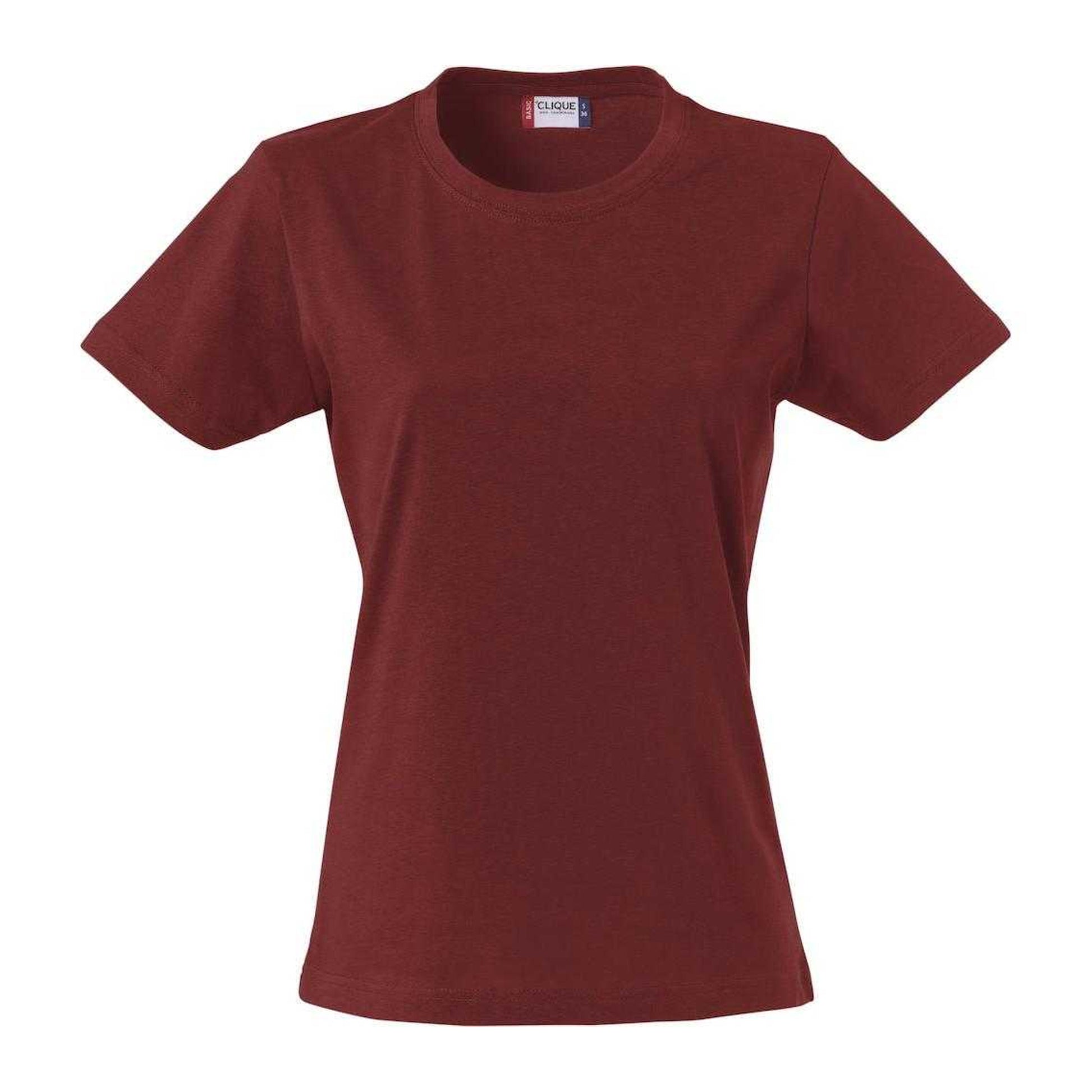 Burgundy - Front - Clique Womens-Ladies Plain T-Shirt