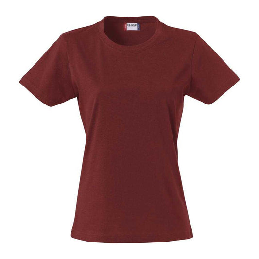 Burgundy - Front - Clique Womens-Ladies Plain T-Shirt