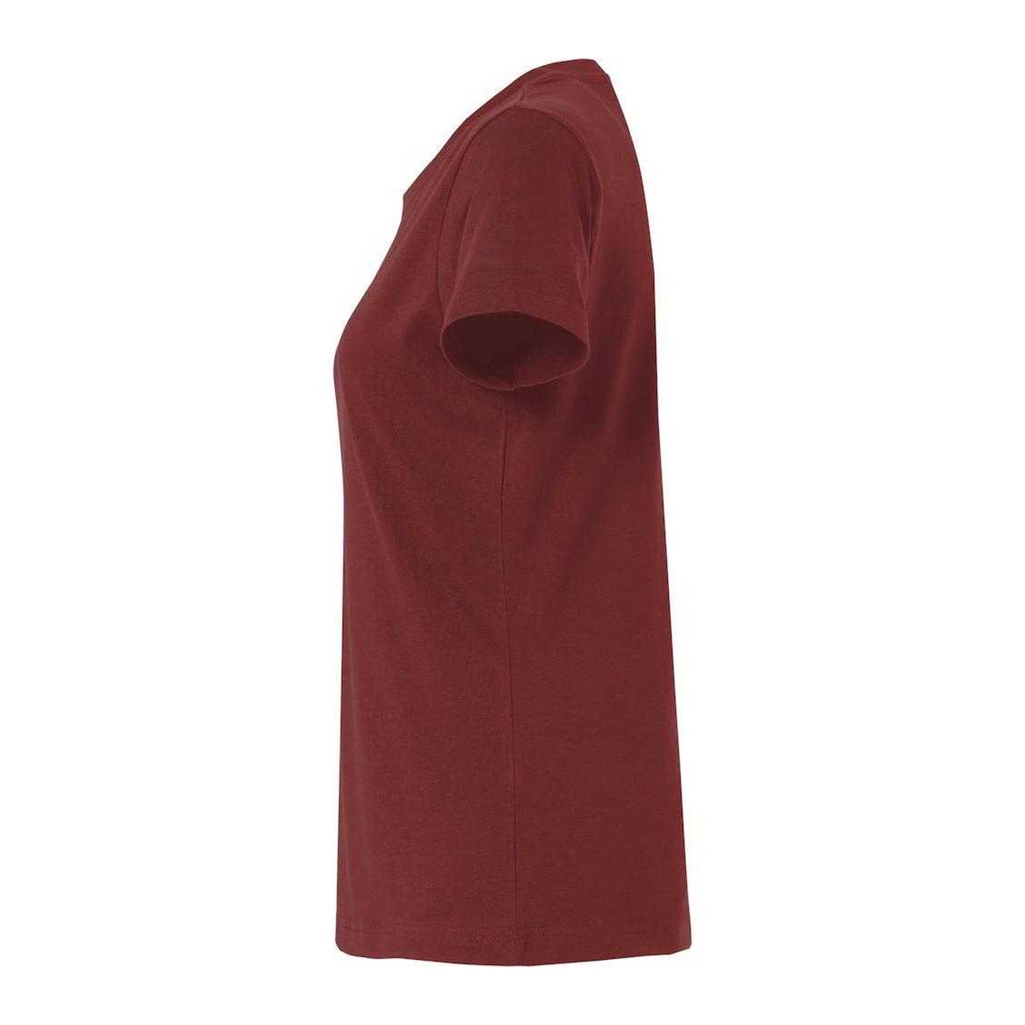 Burgundy - Side - Clique Womens-Ladies Plain T-Shirt