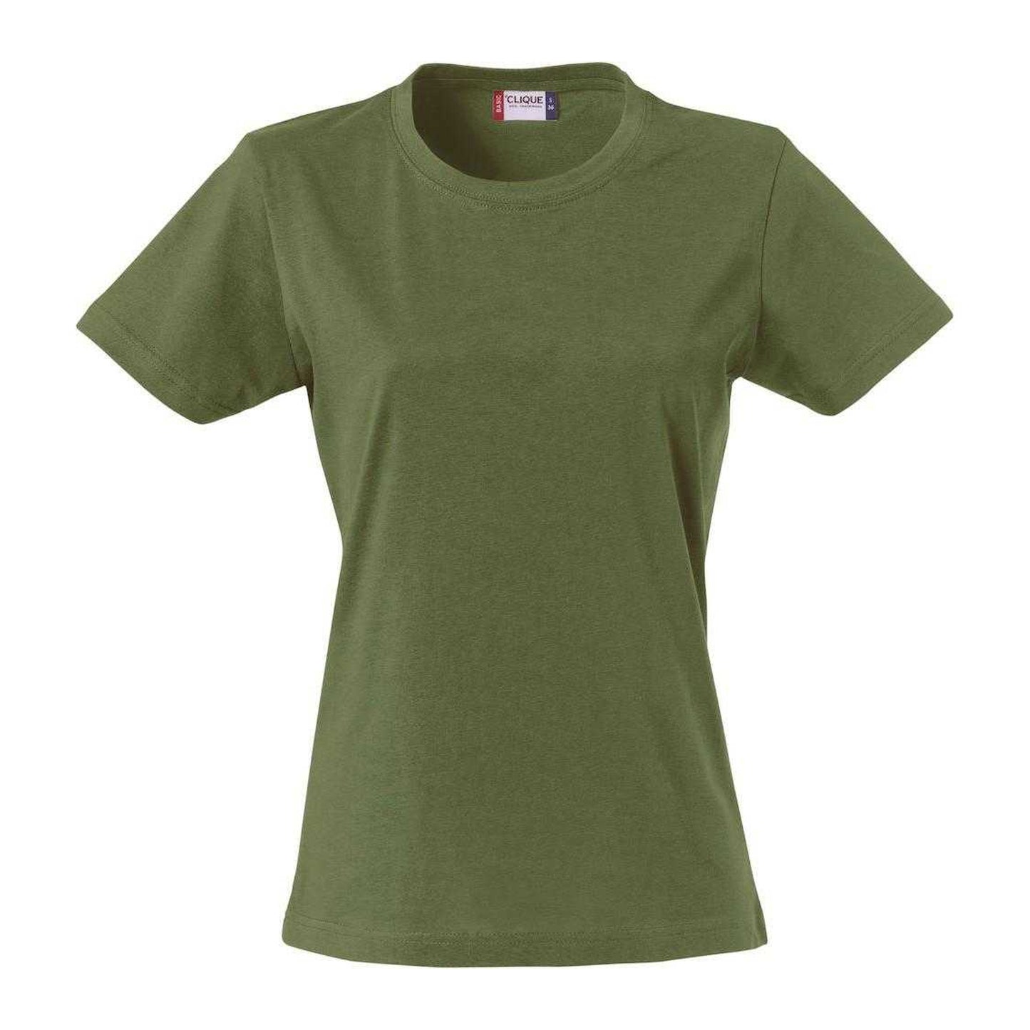Army Green - Front - Clique Womens-Ladies Plain T-Shirt