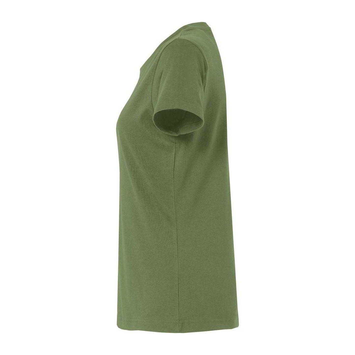 Army Green - Side - Clique Womens-Ladies Plain T-Shirt