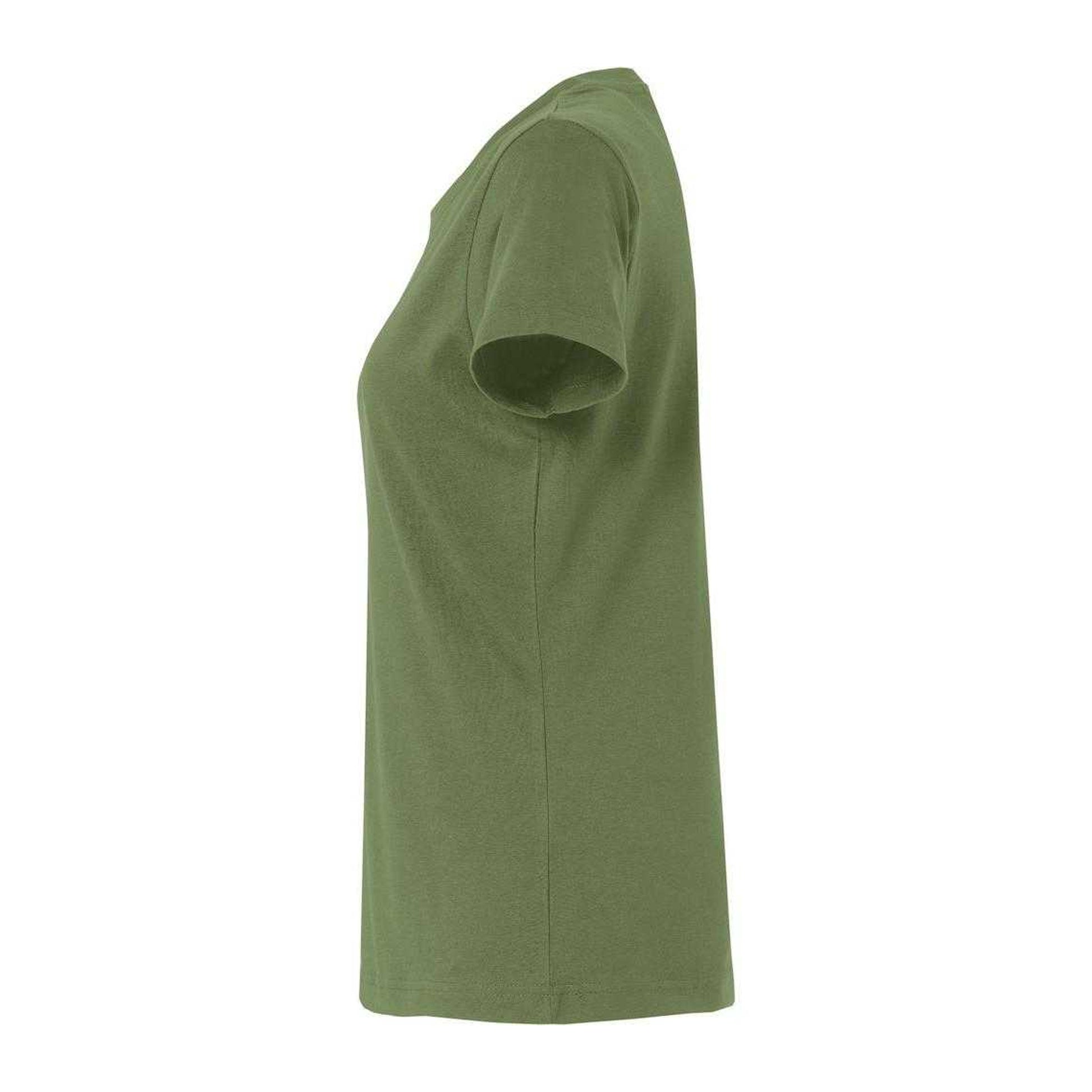 Army Green - Side - Clique Womens-Ladies Plain T-Shirt