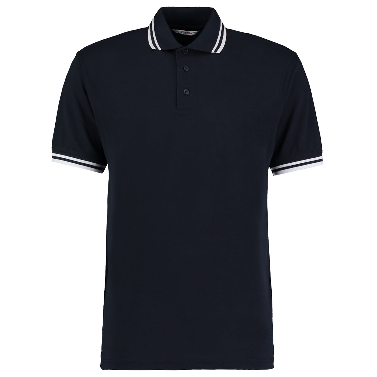 Navy-White - Front - Kustom Kit Mens Tipped Piqué Short Sleeve Polo Shirt