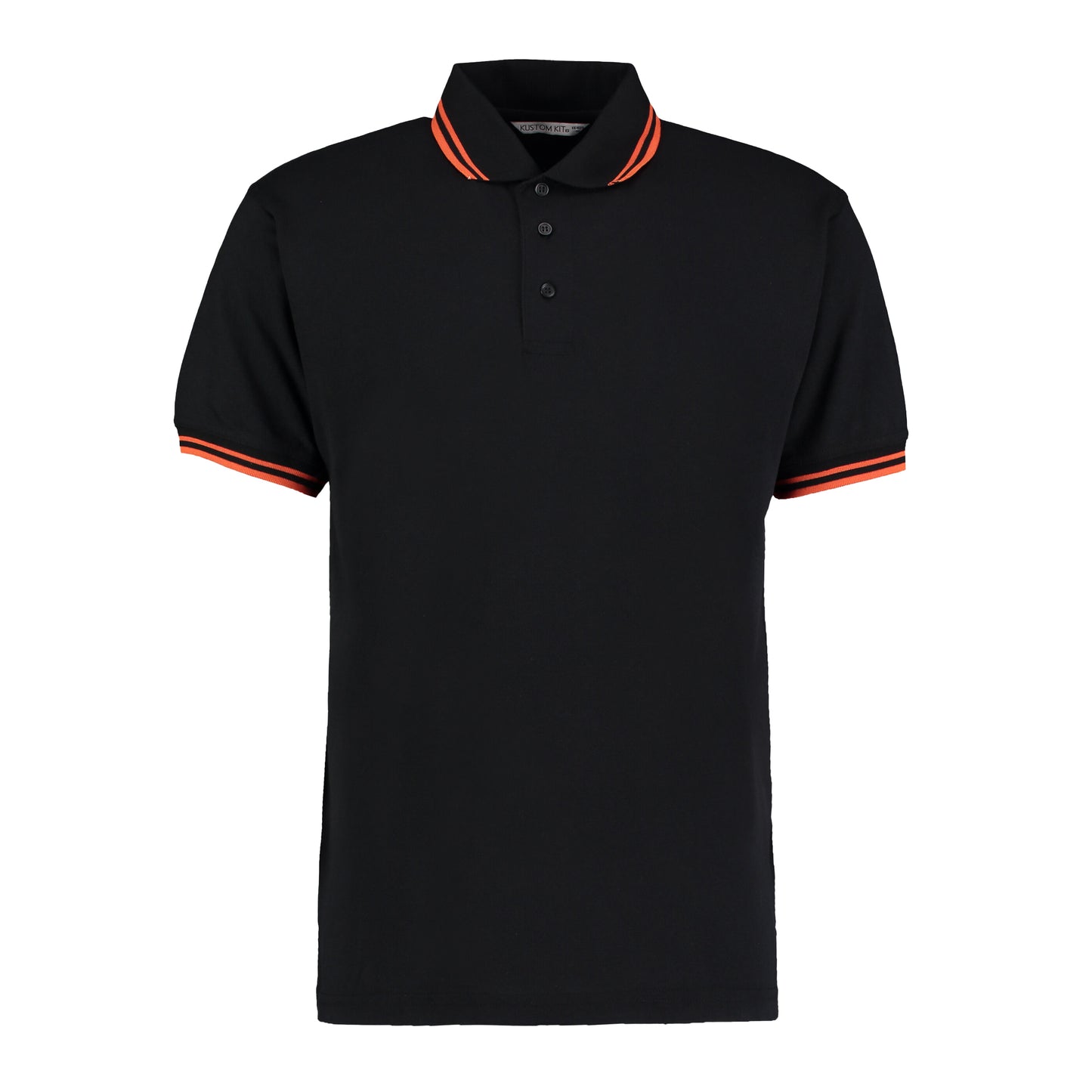Black-Charcoal - Front - Kustom Kit Mens Tipped Piqué Short Sleeve Polo Shirt