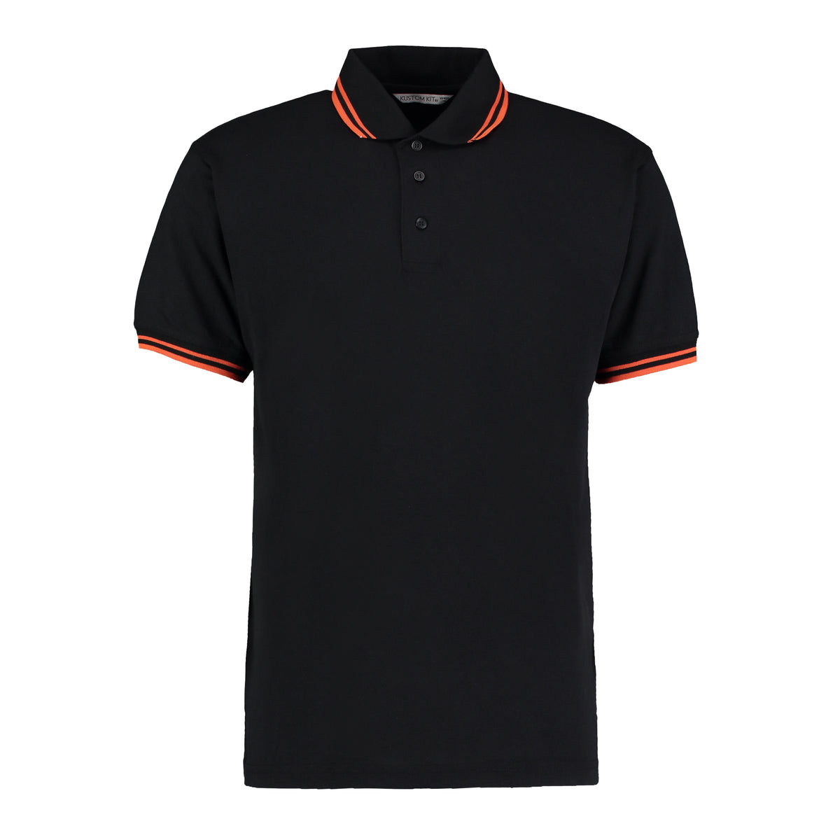 Black-Charcoal - Front - Kustom Kit Mens Tipped Piqué Short Sleeve Polo Shirt