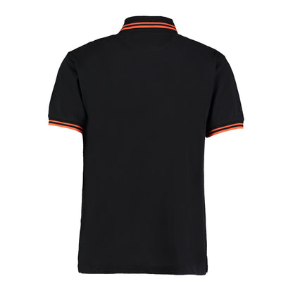 Black-Charcoal - Back - Kustom Kit Mens Tipped Piqué Short Sleeve Polo Shirt
