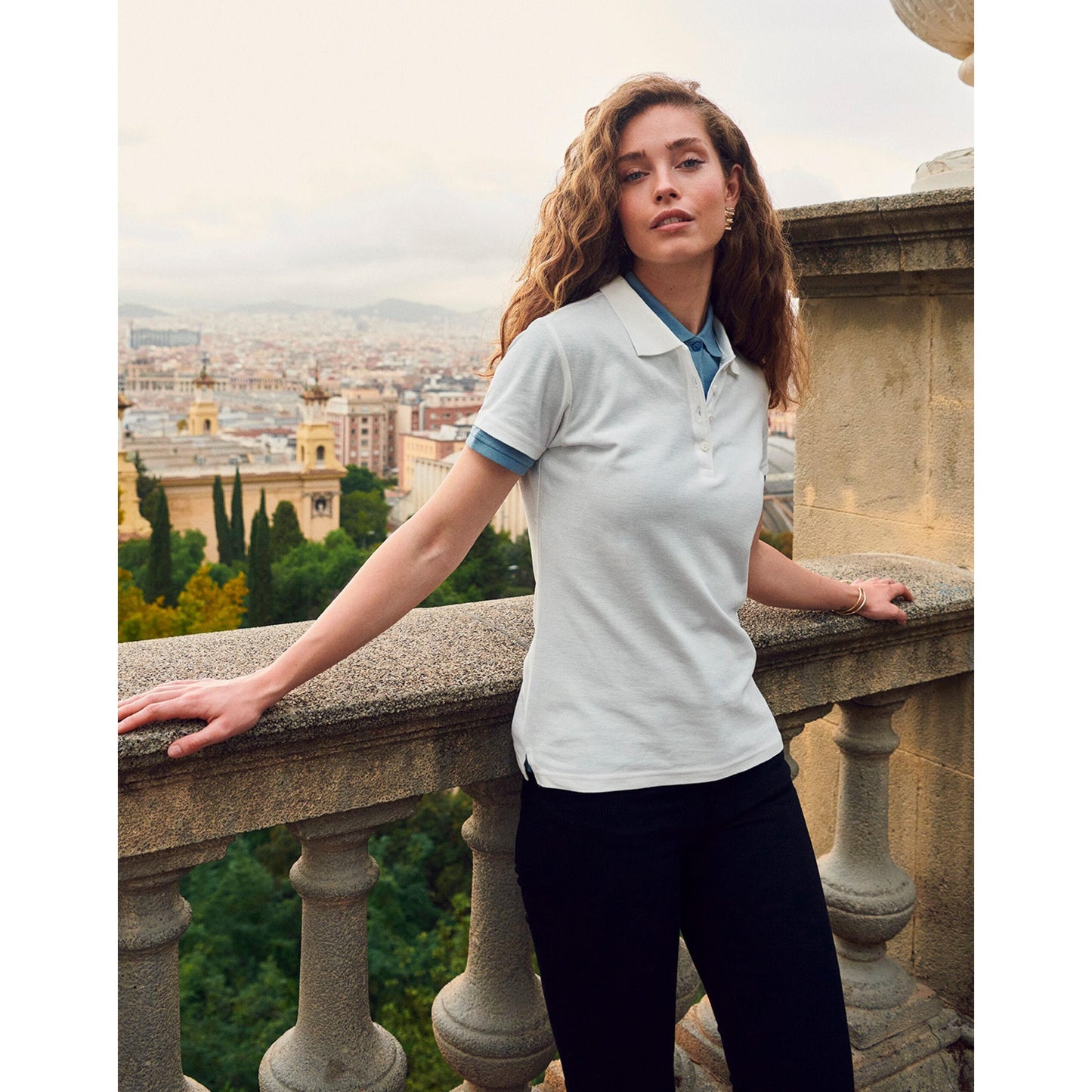 Grey Melange - Front - Clique Womens-Ladies Classic Marion Short-Sleeved Polo Shirt