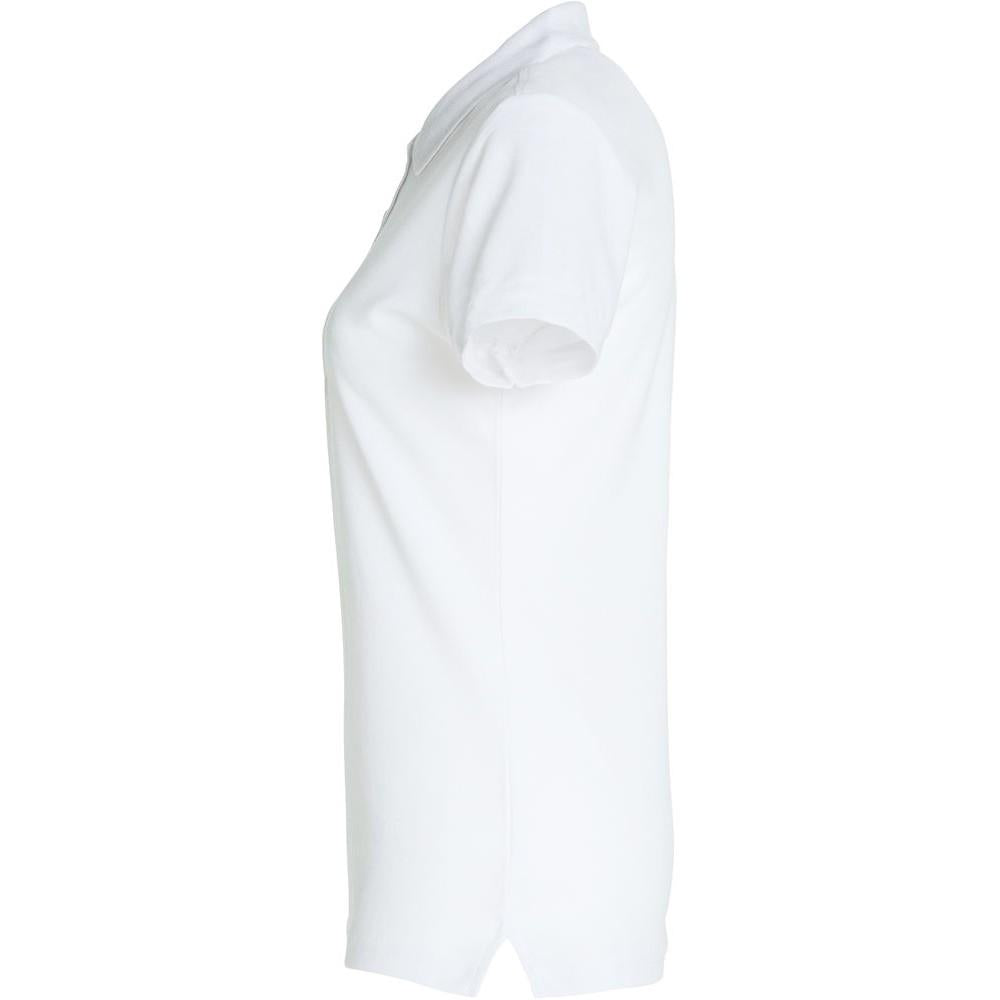 White - Side - Clique Womens-Ladies Plain Polo Shirt