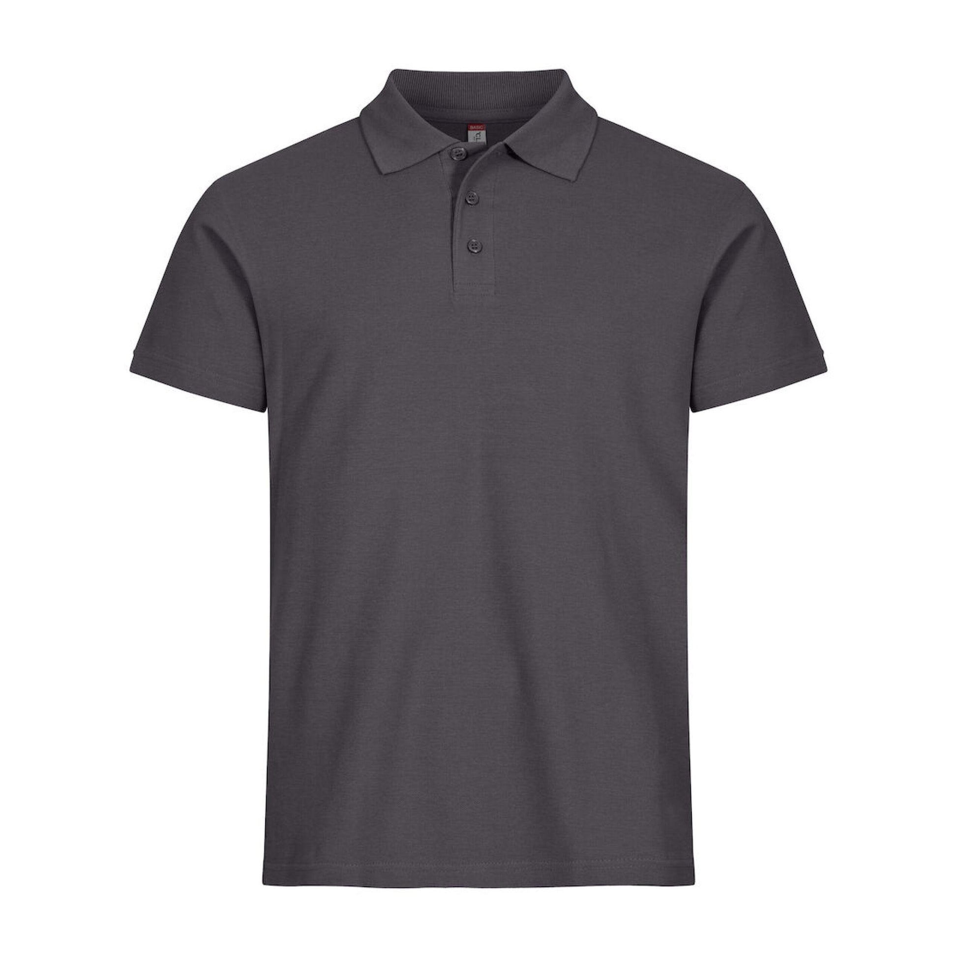 Metal Grey - Back - Clique Mens Basic Melange Polo Shirt