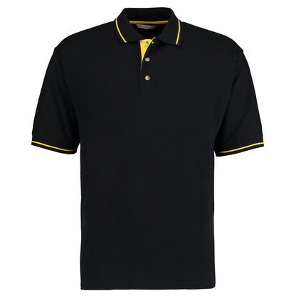 Black-Yellow - Front - Kustom Kit Mens St. Mellion Mens Short Sleeve Polo Shirt