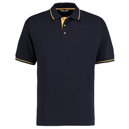 Navy-Sun Yellow - Front - Kustom Kit Mens St. Mellion Mens Short Sleeve Polo Shirt