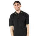 Black-Lime - Back - Kustom Kit Mens St. Mellion Mens Short Sleeve Polo Shirt