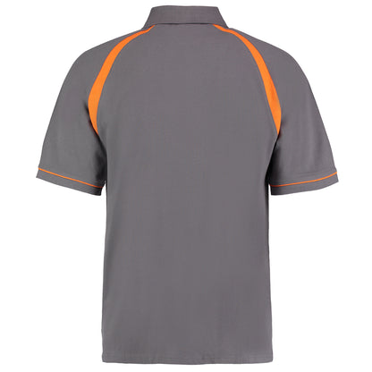 Charcoal-Orange - Back - Kustom Kit Oak Hill Mens Short Sleeve Polo Shirt