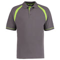 Charcoal- Lime - Front - Kustom Kit Oak Hill Mens Short Sleeve Polo Shirt