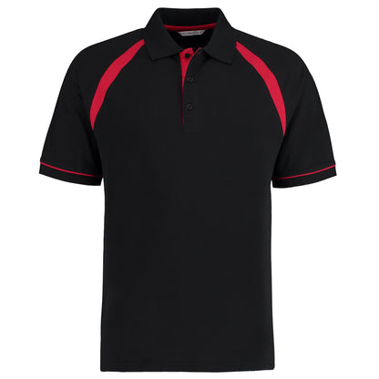 Black-Bright Red - Front - Kustom Kit Oak Hill Mens Short Sleeve Polo Shirt
