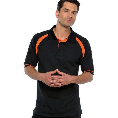 Black-Orange - Back - Kustom Kit Oak Hill Mens Short Sleeve Polo Shirt