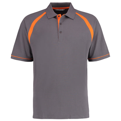 Charcoal-Orange - Front - Kustom Kit Oak Hill Mens Short Sleeve Polo Shirt