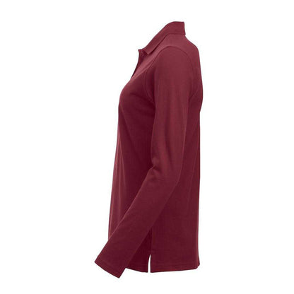 Burgundy - Side - Clique Womens-Ladies Classic Marion Long-Sleeved Polo Shirt